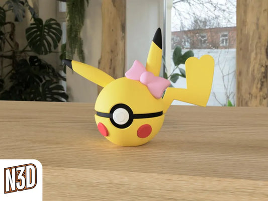 #025 Female Pikachu - Themed Pokeball - N3D