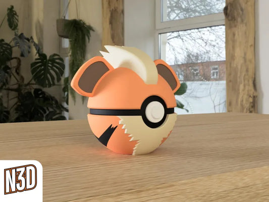 #058 Growlithe - Themed Pokeball - N3D