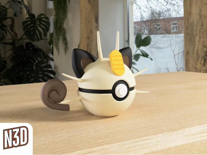 #052 Meowth - Themed Pokeball - N3D