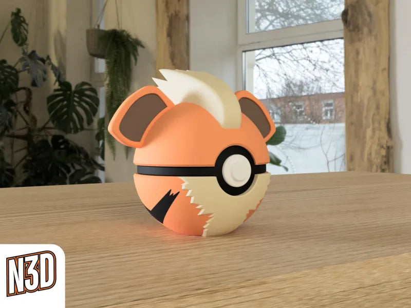 #058 Growlithe - Themed Pokeball - N3D